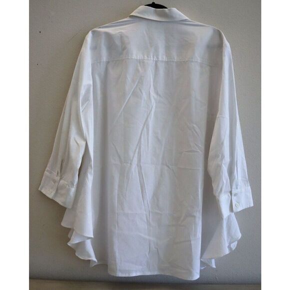 Finley 312897 Women Sz 2XL White Silky Poplin L/S Roll Tab Button-Up Shirt - Picture 2 of 10